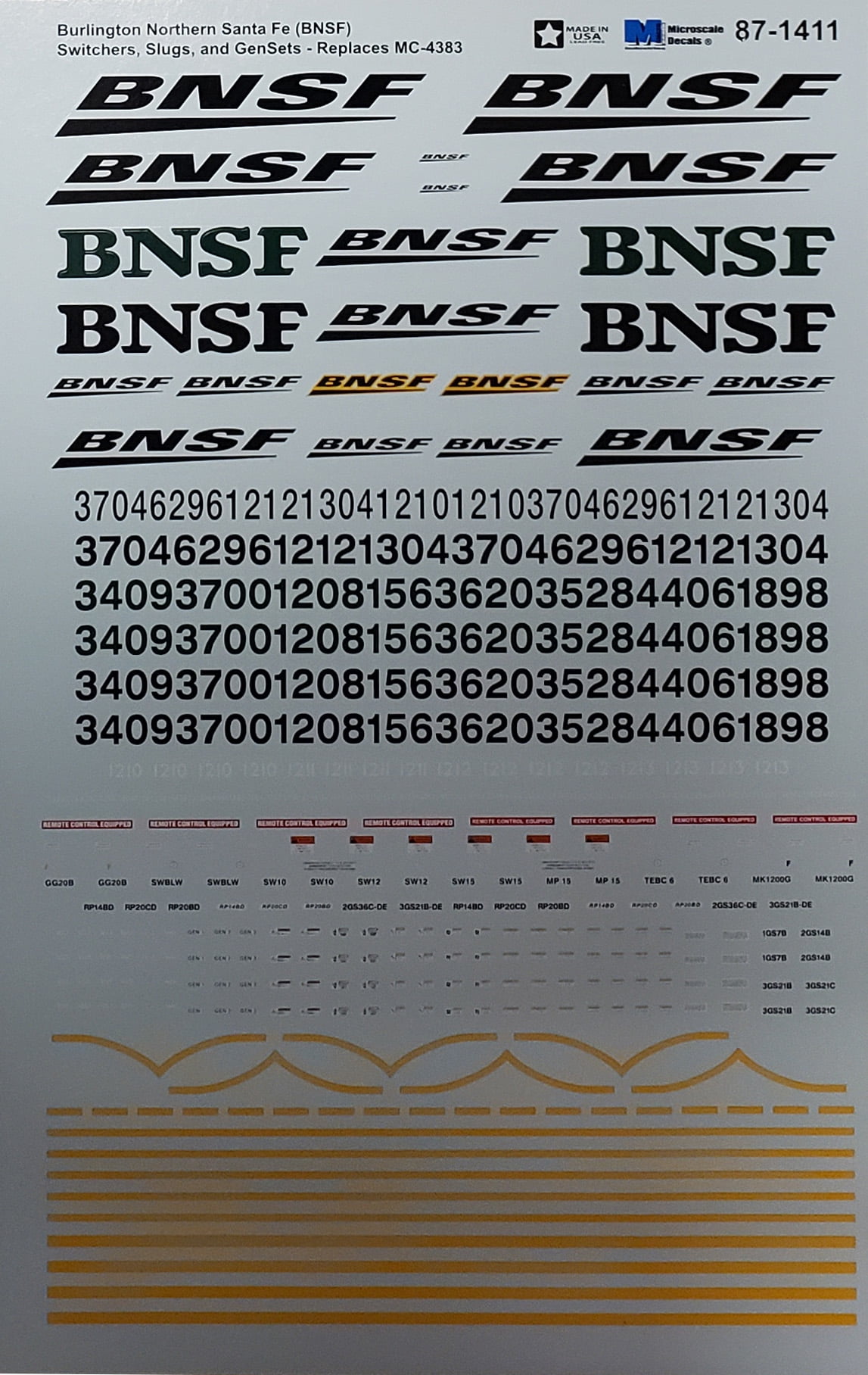 Microscale Model Railroad/Train Decals HO Scale BNSF Slug, Switchers