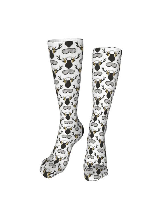 Ski Goggles Moose Music Picture Print Calf Socks Seamless Toe, Knee High Long Socks, Sports Socks Trouser Socks for Women and Men-One Size
