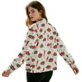 thumbnail image 3 of Xixirimido Women's Casual Jacket Lightweight Bomber Jackets with Pockets Windbreaker Zip-up Varsity Jackets Fall Outerwear, Cardinal Poinsettia Flower Snowflake, Large, 3 of 7
