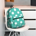 thumbnail image 5 of Honeii Teal Turquoise And White Polka Dot Print School Backpack,Casual Lightweight Travel Rucksack Daypack,Backpacks for College High, 5 of 6