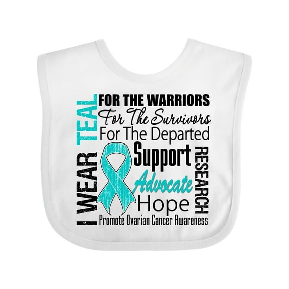 Inktastic Ovarian Cancer I Wear Teal Ribbon Tribute Boys or Girls Baby Bib