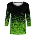 thumbnail image 5 of Lopecy-Sta Womens Tops Crew Neck Clover Print 3/4 Sleeve T-Shirt For St. Patrick's Day And Casual Wear, 5 of 5