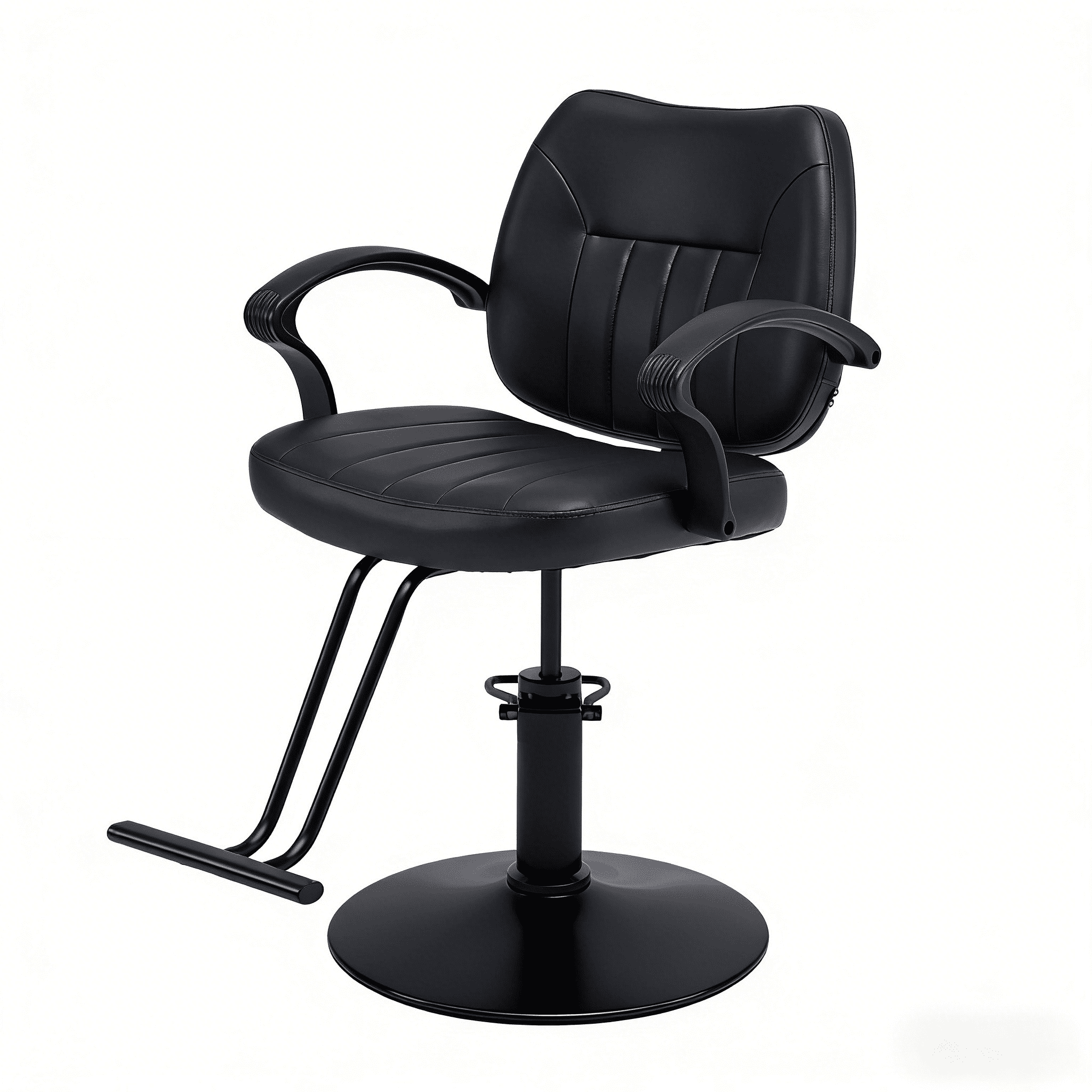 Hydraulic Barber Styling Chair with 360-Degree Swivel and Chrome Base, Heavy-Duty Beauty Salon Chair with PU Leather Upholstery, Black