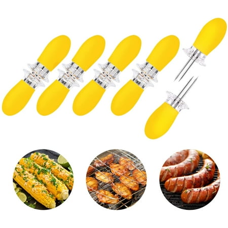 

10Pcs/5 Pairs Corn Holders Stainless Steel Corn on The Cob BBQ Fork Skewers for Home Cooking Parties Camping(Black)