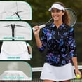 thumbnail image 6 of Uorisanigo Hummingbird Flower Womens 3/4 Sleeve Golf Shirts Fashion Relaxed Quick Dry Athletic Polo Shirts Soft Comfortable Polyester Spandex Fabric Tennis Tops with Zipper Size 2XL, 6 of 7
