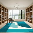 thumbnail image 2 of ODIKA 8'x10' Machine Washable Non-Slip Area Rug, Geometric Teal High Traffic Rug, Blue, 1051622, 2 of 7