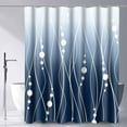 thumbnail image 2 of Navy Blue Shower Curtain Ombre Blue Fabric Shower Curtain for Bathroom Decor Dark Blue and White Striped Modern Bath Shower Curtains Set with 12 Hooks 72x72 Inch Washable, 2 of 6