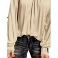 thumbnail image 4 of FASHIONWT Women Plus Size Solid Color Crew Neck Casual Pleated Long Sleeve Top, 4 of 4