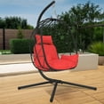 thumbnail image 2 of Egg Chair with Stand, Patio Wicker Hanging Chair, Egg Chair Hammock Chair with UV Resistant Cushion and Pillow for Indoor Outdoor, Patio Backyard Balcony Lounge Rattan Swing Chair, JA2826, 2 of 9
