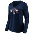 thumbnail image 2 of Women's Navy Minnesota Timberwolves Banner Wave V-Neck Long Sleeve T-Shirt, 2 of 3