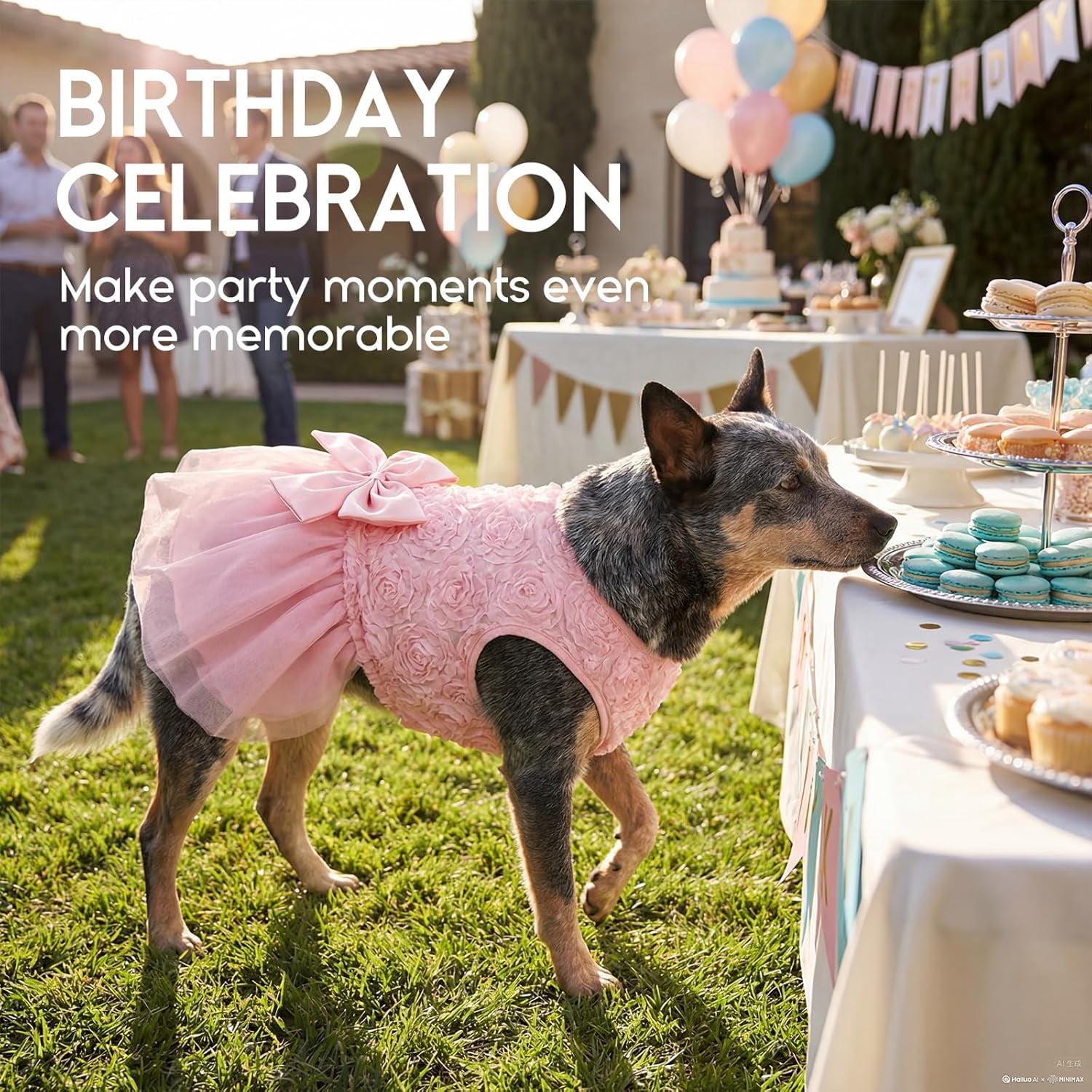 Petbb Dog Dress Pet Wedding Dress Princess Lace Puppy Birthday Party Outfit Formal Apparel Girl for Small Medium Dogs Cats (Small, Pink)