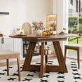 thumbnail image 6 of Fsbecl Mid Century Modern Extendable Round Dining Table 43.3in-59in for 4-8, Wooden Kitchen Dining Table, Walnut, 6 of 8