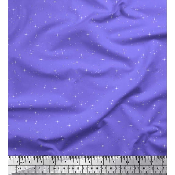 Soimoi Modal Satin Fabric Stars Shirting Decor Fabric Printed Yard 42 Inch Wide