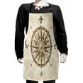 thumbnail image 1 of Compass Kids Apron, Sun Motif Backdrop with Windrose Directions East West North South Navigation, Boys Girls Apron Bib with Adjustable Ties for Cooking Baking Painting, Olive Green Beige, by Ambesonne, 1 of 2