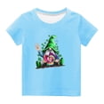 thumbnail image 2 of piuwrlz Short Tops Sleeve Shirts for Girls Printed Round Neck Tops Shirt Undershirts Sky Blue Size 3 Years, 2 of 4