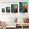 thumbnail image 3 of Cityscape Canal Waterfront Sunrise Artwork Turquoise Orange Pink Daybreak in the City Unframed Wall Art Print Poster Home Decor Premium, 3 of 5
