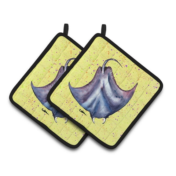 Carolines Treasures 8531PTHD Stingray on Yellow Pair of Pot Holders , 7.5HX7.5W, multicolor