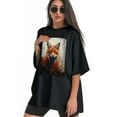 thumbnail image 3 of Plus Size Shirt for Women Black Tops for Women Short Sleeves Shirt for Women Fox T Shirt Crewneck Shirt for Women XS, 3 of 5