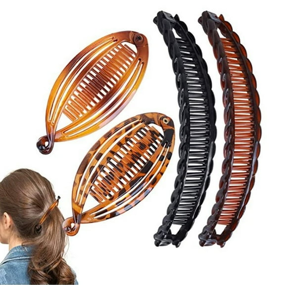 4Pcs Banana Hair Clip for Thick Fine Curly Hair Vintage Clincher Combs Tool Accessories Fishtail Hair Clip Combs Double Banana Clip Set for Women Girls