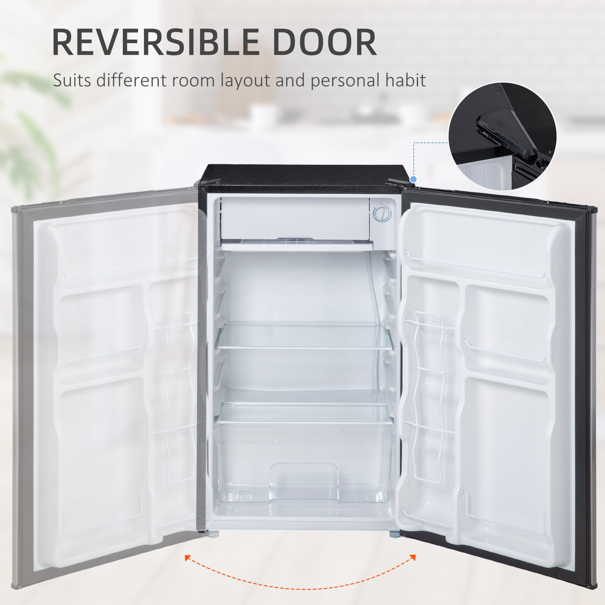 3.2 Cu.Ft Mini Fridge with Freezer, Compact Refrigerator, Silver