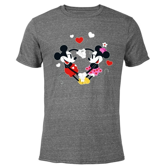Disney Mickey and Minnie Hearts Valentine’s Day - Short Sleeve Blended T-Shirt for Adults – Customized-Dark Heather