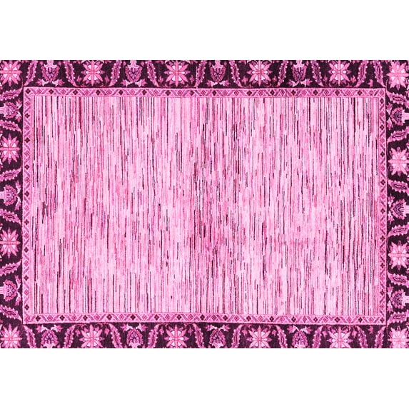 Ahgly Company Indoor Rectangle Abstract Pink Modern Area Rugs, 3' x 5'