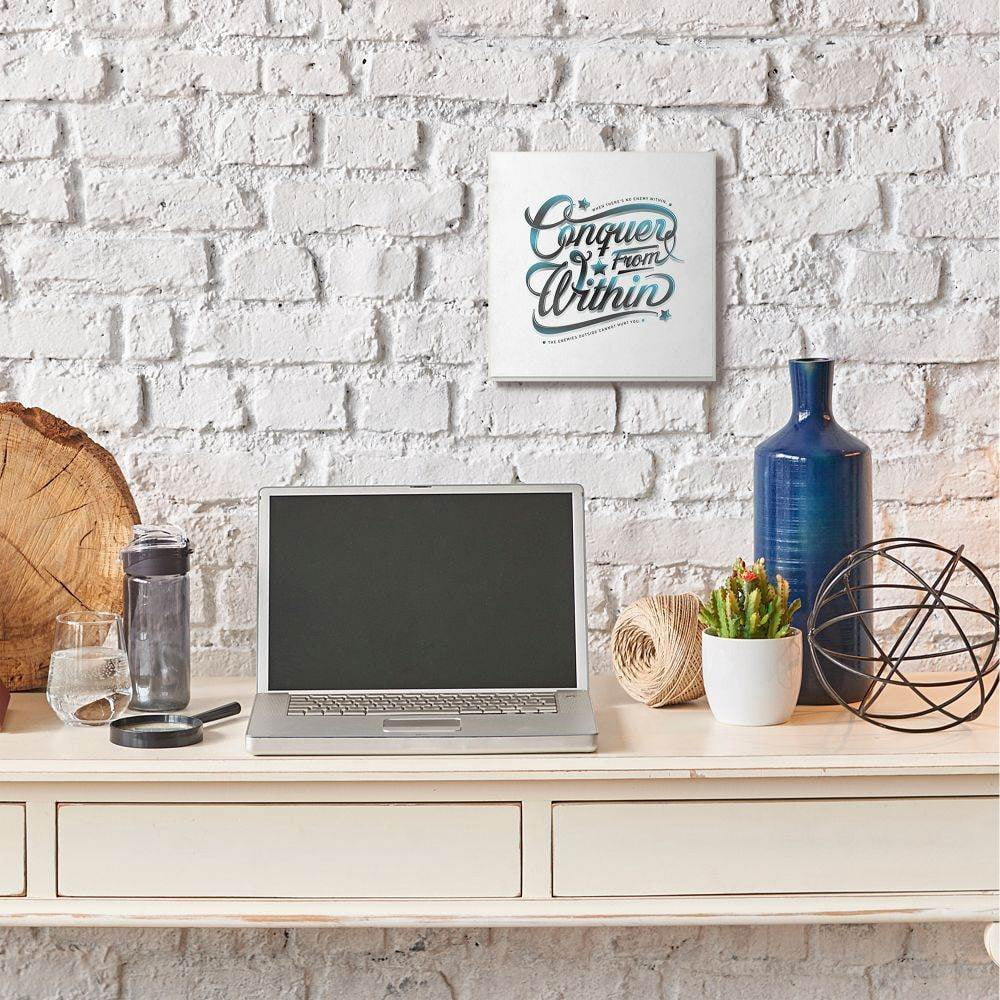 Stupell Industries Conquer From Within Inspirational Blue Word Design Wall Plaque by Ester Kay