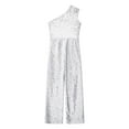 thumbnail image 6 of vastwit Kids Girls Wide Leg Jumpsuit Sequin Sleeveless One Shoulder High Waist Party Romper Playsuit Silver 14, 6 of 7