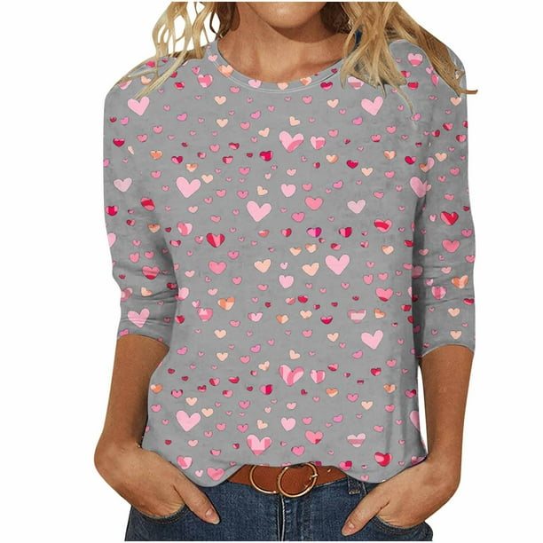 Camisetas de Manga Corta para las Mujeres Retro Cuello Redondo Pascua Impreso Suelto Top, Ligero Poliéster 3/4 Camiseta de Manga para el Desgaste Casual, Diario Y de Primavera