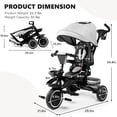 thumbnail image 3 of AILEEKISS 8-in-1 Kids Tricycle with Parental Bar, Folding Ride Trike for Child 1-6 Years, Light Grey, 3 of 10