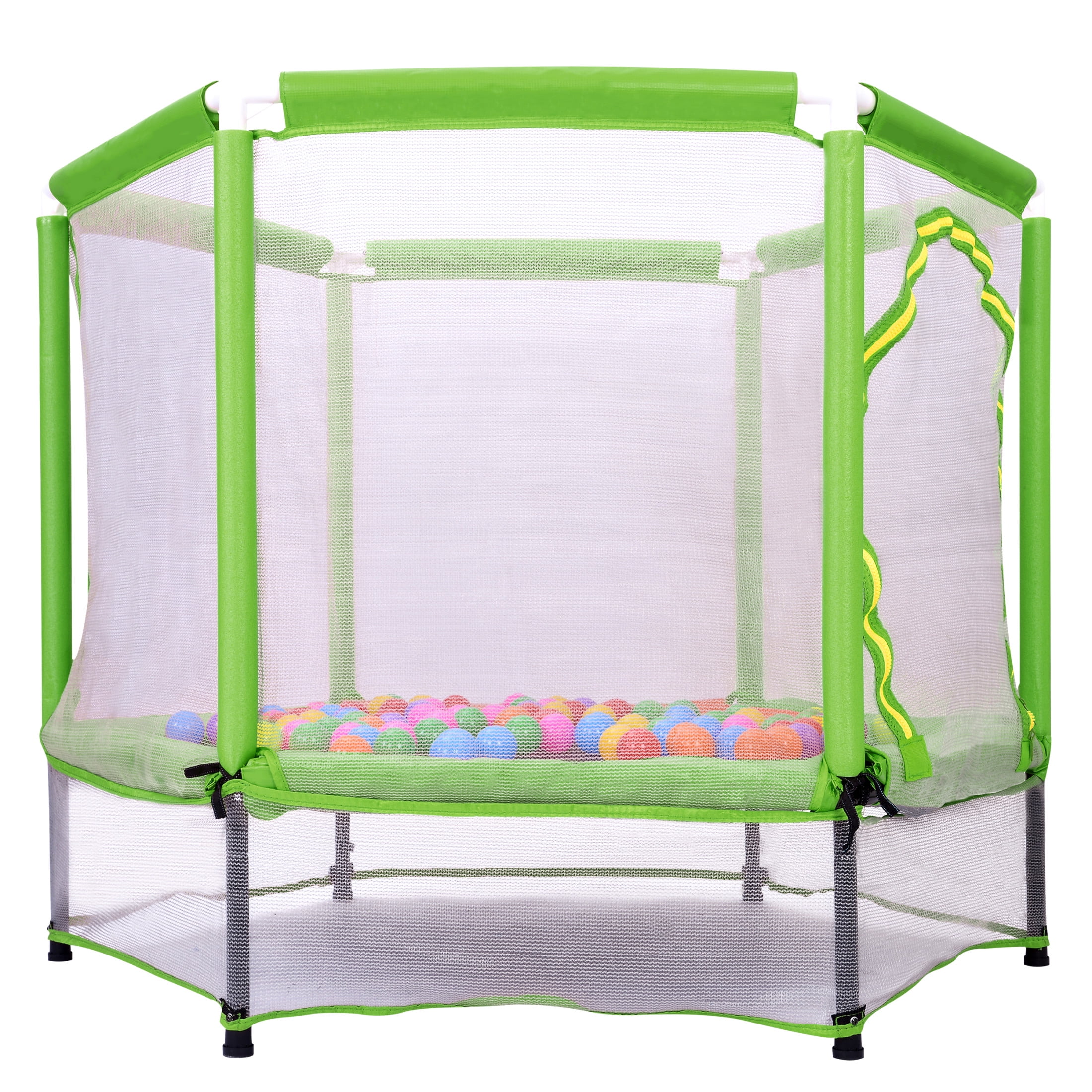 Noble House 55" Trampoline for Kids with Safety Enclosure Net & Ocean Balls, Green