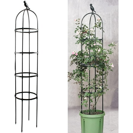 6ft Garden Obelisk Trellis for Climbing Plants-Rustproof Metal Pipe with Heavy Duty Plastic Coated, Outdoor Indoor Potted Plant Support Clematis Vine Jasmine (Black)