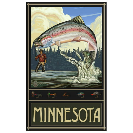 Minnesota Rainbow Trout Fisherman Forest Giclee Art Print Poster by Paul A. Lanquist (12