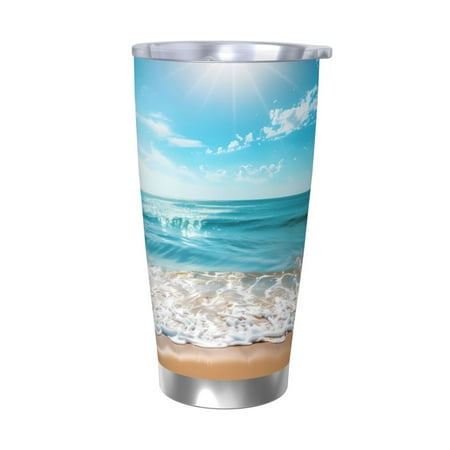 

Logiee Sunny Ocean Waves Print 20OZ Car Cup with Lid Stainless Steel Vacuum Insulated Double Wall Travel Tumbler Durable Insulated Coffee Mug Thermal Cup with Straw-Without Straw