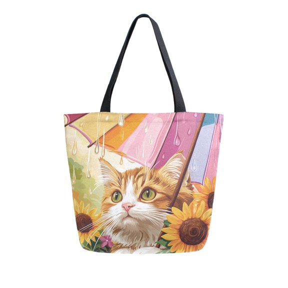 DIXRUYEE Tote Bag Women Weekender Travel Bag Shoulder Handbag Whiskers under Rainbows Printed