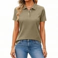 thumbnail image 2 of BOMYJESK Womens Polo Shirts Short Sleeve Collared Tops 3-Button Golf Polo Shirts Casual Work Cotton Tunics Tees 2026 V Neck Blouses Light Brown S, 2 of 5