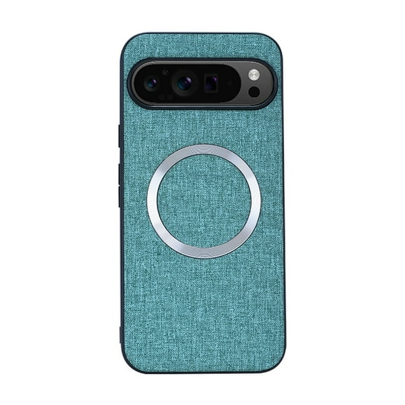 Case Compatible with Google Pixel 9 / 9 Pro, Plain Fabric Back TPU Frame Magsafe Ultra Slim Lightweight Shockproof Anti-Falling Protective Thin Back Cover for Google Pixel 9 / 9 Pro, Green