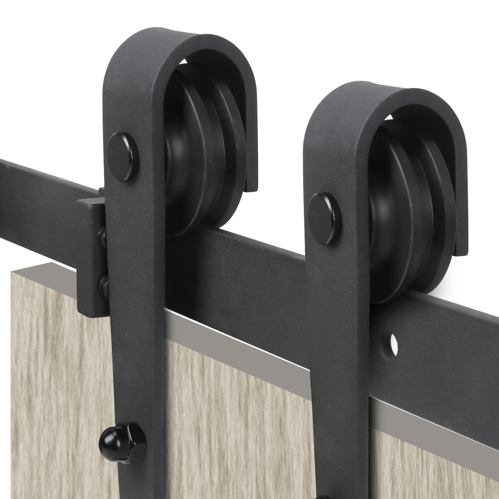 SuperDeal Modern 12FT Double Sliding Barn Doors Hardware Track Kit Frosted Black