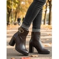 thumbnail image 3 of Botín Mujer Elegante Greenlove® Tacon Ancho Color Chocolate cafe 22, 3 of 11