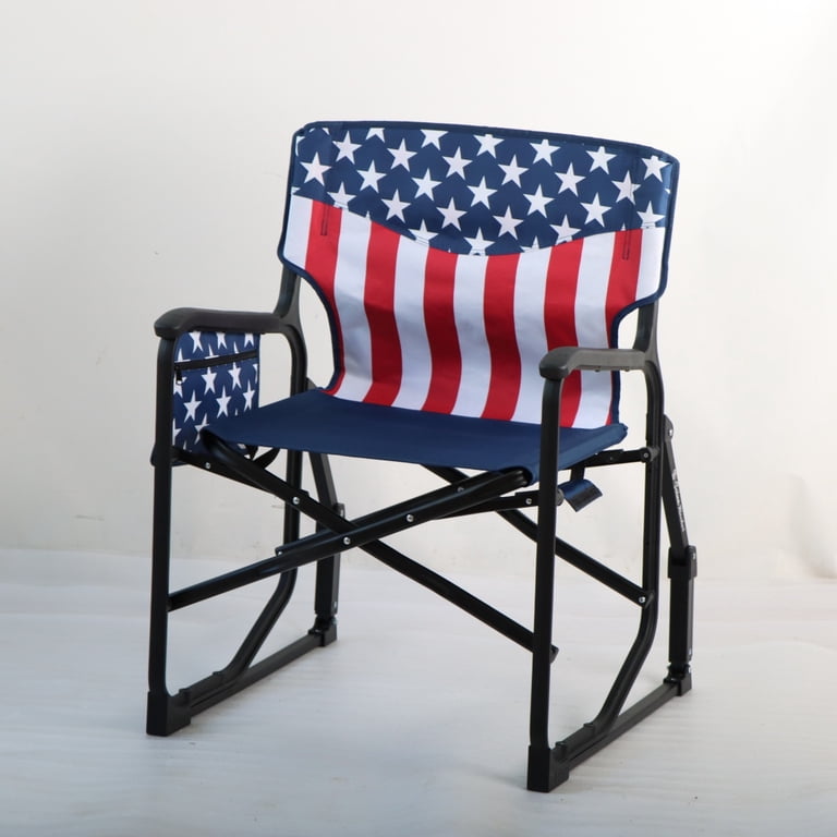 Seina Patriotic Outdoor Foldable Rocking Chair with Armrests, Cup