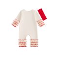 thumbnail image 2 of Gupgi Infant Girl Christmas Jumpsuits Baby Tree Print Bodysuit Layered Ruffle Long Sleeve Full Length Romper Bow Headband, 2 of 9