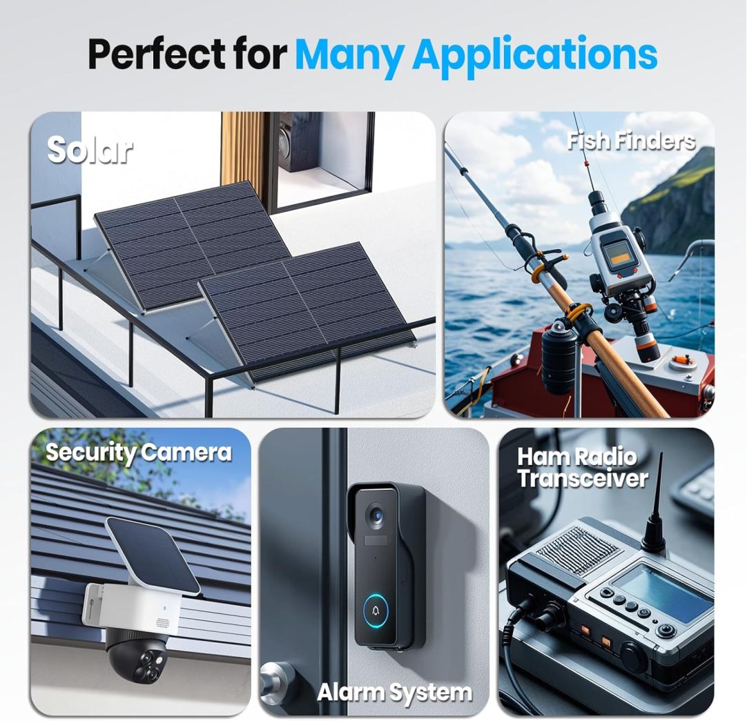 12V 20AH LiFePO4 Lithium Battery, Built-in 20A BMS, 5000+ Cycles Rechargeable Deep Cycle Battery, Perfect for Solar Power, Small UPS, Gate Opener, Fish Finder, Outdoor Camping