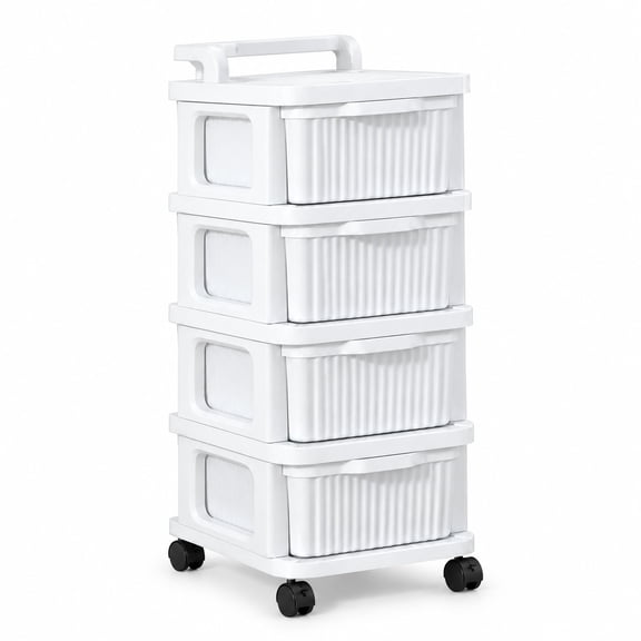 4 Drawer Rolling Storage Cart with Wheels, Mobile Drawer Organizer for Home Office, Kitchen, Bathroom, Craft Room and Living Room, Space Saving Utility Cart