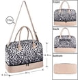 thumbnail image 4 of Women Travel Duffle Bag Carry On Tote Weekender Overnight Bag with PU Leather Shoulder Strap and Shoe Compartment Beige Leopard 20 Inch, 4 of 7
