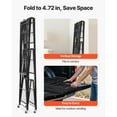 thumbnail image 5 of KFFKFF 4-Tier Foldable Storage Shelf with Wheels, 36-inch W x 21-inch D x 60-inch H Metal Rack Shelving Unit, Durable Organizer Shelf for Garage, Kitchen, Basement, Black, 5 of 9
