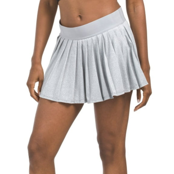 Kyodan Women's Pleated Elastic Waistband Built-in Shorts Tennis Skort-Gray / L