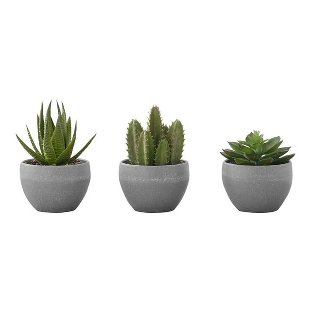 Monarch - Plante Artificielle pour la Maison, le Bureau - 3 Pcs - Succulente - Verte