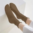 thumbnail image 3 of Lutiedan Ruffle Socks for Women, Cute Frilly Crew Socks, Breathable Casual Lettuce Edge Rib Knit Sock for Women, 3 of 4