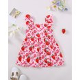 thumbnail image 5 of 18 Months Baby Girls Dress 24 Months Girls 2PCS Sleeveless Dress Infant Girls Plaid Dress Toddler Girls Summer Floral Dress Pink and Red, 5 of 10