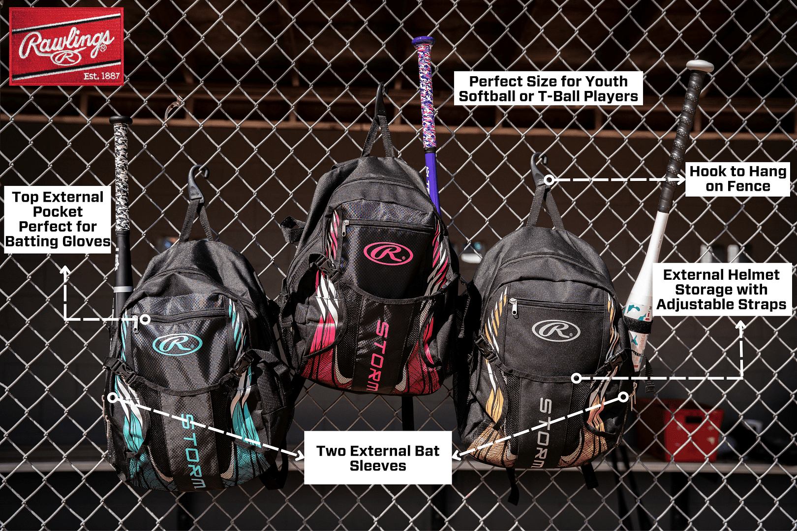 Storm Backpack Equipment Bag | Girls T-Ball/Youth Baseball & Softball Snapklik.com : STORM Backpack Equipment Bag Girls T-Ball  main image 4
